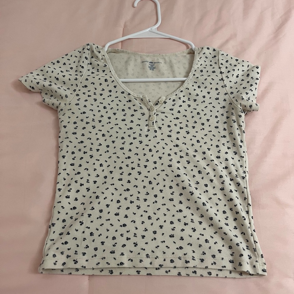 Abercrombie & Fitch Green Fitted Buttoned Short Sleeve T-Shirt